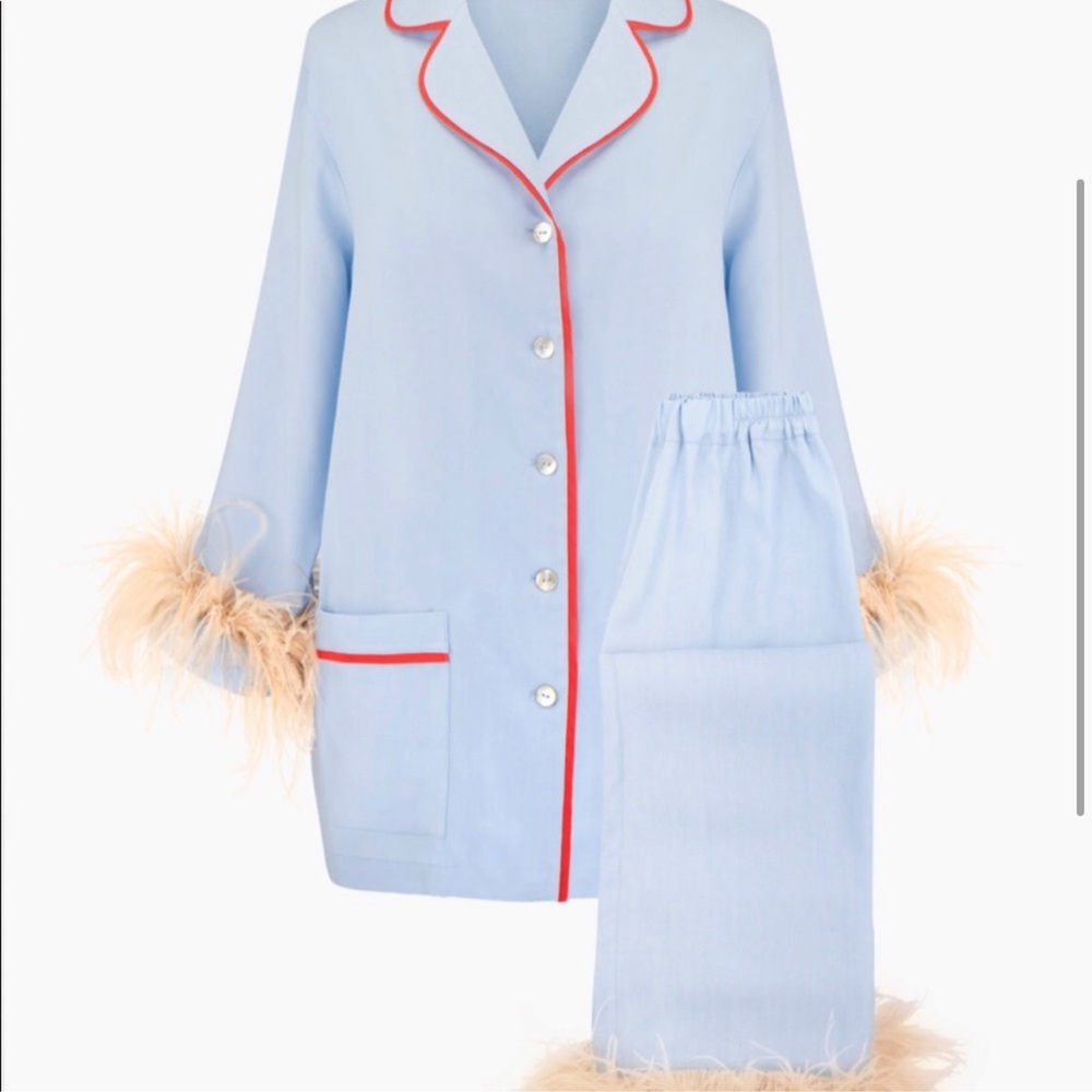 SOLD SLEEPER Party Pajama Set with Feathers in Blue size - S SOLD OUT EVERYWHERE